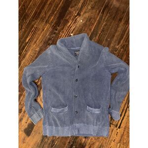 Abercrombie & Fitch Shawl Collar Blue Cotton Knit Cardigan M Heavy Grandpa